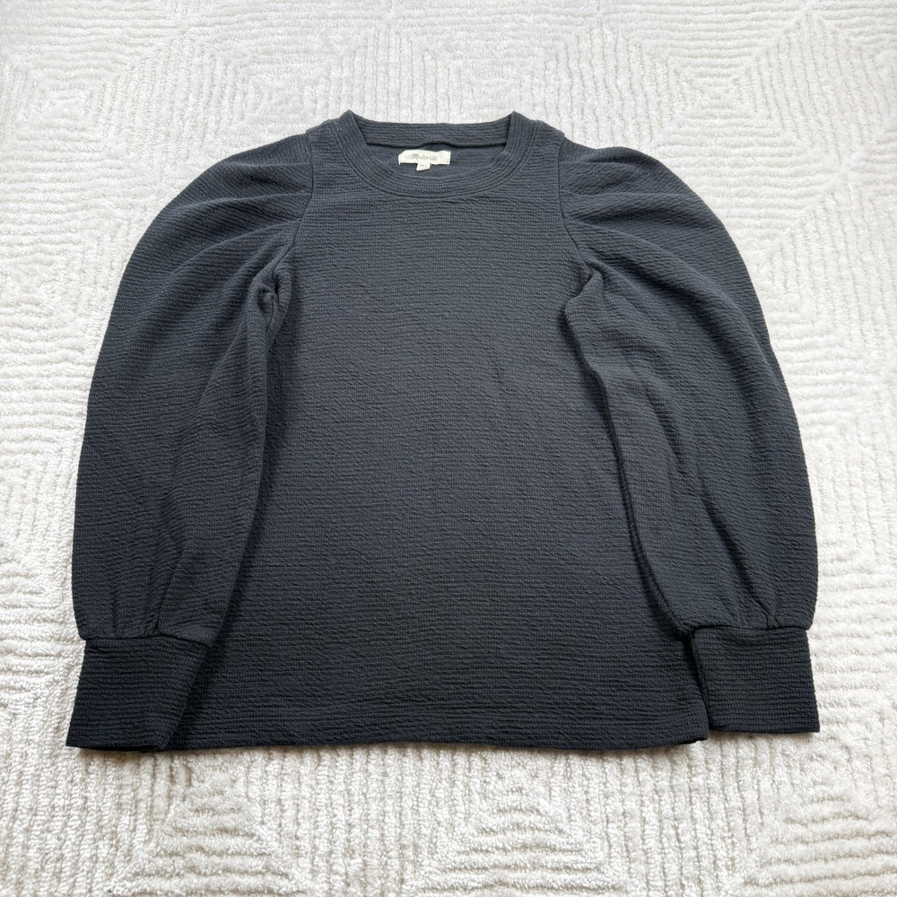 Madewell Shirt Womens XXS Textured Crew Puff Sleeve Whimsigoth Dark Romantic